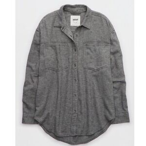 Aerie Anytime Fave Twill Shirt Women's Button Down Size Small